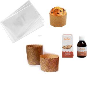 5 Stampi Monouso per PANETTONE Alto Con Aroma e 5 Buste in Polipropilene